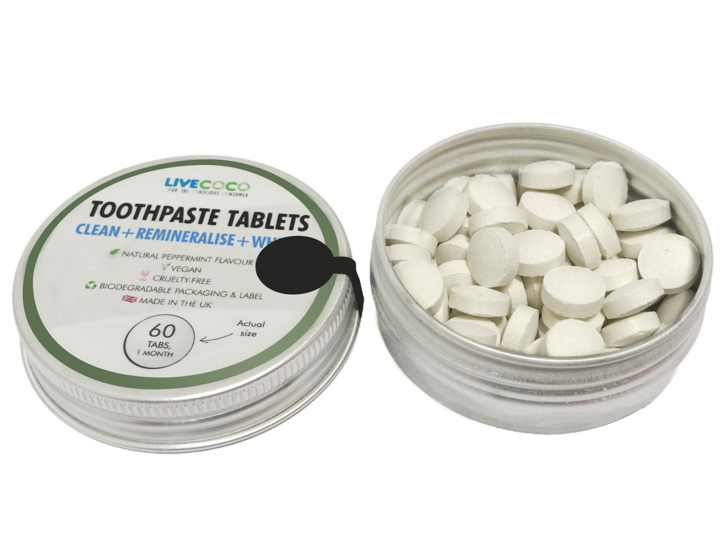 Double Your Order for 24 Hours! Remineralising & Whitening Toothpaste Tablets Peppermint, Fluoride-Free-1