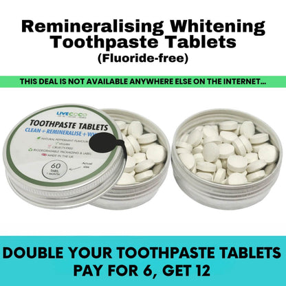 Double Your Order for 24 Hours! Remineralising & Whitening Toothpaste Tablets Peppermint, Fluoride-Free-0